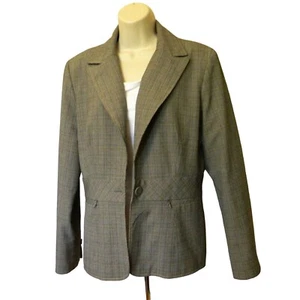 Larry Levine Vintage Jacket 10 Black Gray Plaid L Sleeve Lined Polyester - Picture 1 of 9
