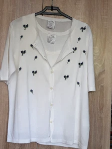 Top + giacchetta in cotone bianco  e ricami  - Vera da Pozzo - taglia 44 - Foto 1 di 11