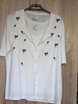 Top + giacchetta in cotone bianco  e ricami  - Vera da Pozzo - taglia 44 - Immagine 1 di 4