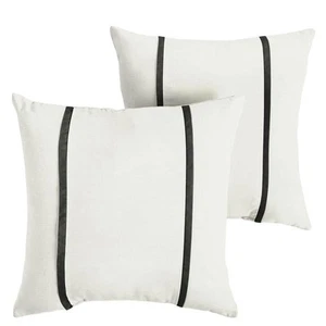 Sunbrella Canvas Natural Outdoor Knife Edge Throw Pillows (2-Pack) - Picture 1 of 7