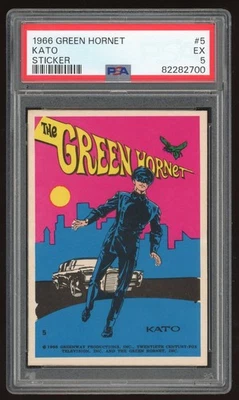 GREEN HORNET 1966 TOPPS GREEN HORNET STICKER #5 "BRUCE LEE/KATO" CARD PSA 5 - Image 1 of 2