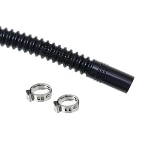 QFS 9mm/10mm/160mm Black Corrugated PTFE Flexible Fuel Pump Hose E85/Gas +Clamps - Picture 1 of 3