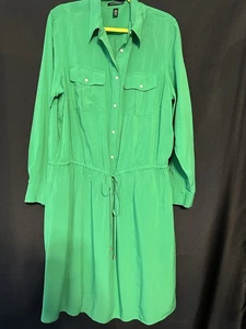 Vestido Lauren Ralph Lauren Verde 100% Seda 18W Cordón Cintura - Imagen 1 de 4