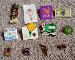12 LIONS CLUB INTERNATIONAL Enamel Pin Badges Bundle - Retro Collection JOB LOT - Picture 1 of 4