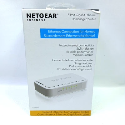 Netgear GS605NA 5 Port Gigabit Ethernet Switch New Open Box Free Shipping - Image 1 of 4