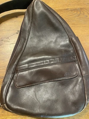 Mochila Bandolera Bolso Bandolera Vintage LL Bean Ameribag Cuero Marrón Espalda Saludable Foto 1 de 4