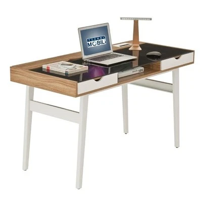 Techni Mobili Compact Computer Desk in Walnut - Image 1 of 4