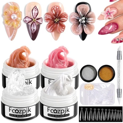 Gel Constructor Sólido para Uñas, 4 Colores Gel Constructor Sólido Antiadherente Transparente Nude Pi Foto 1 de 4