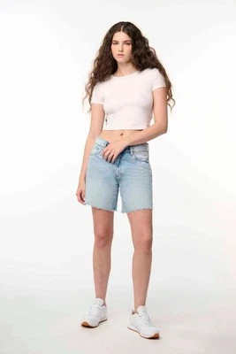 Pantalones Cortos de Jean Blank NYC para Mujer The WARREN Azul Dobladillo Crudo Denim Envejecido Talla 29 Nuevos Foto 1 de 4