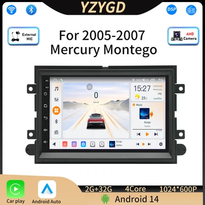 For 2005-2007 Mercury Montego Android14 Car Stereo Radio Carplay GPS WIFI 2+32G Foto 1 de 4
