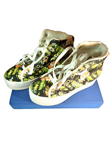 JC Play Womens FLORAL CANVAS HIGH Platform Shoes Lace Up