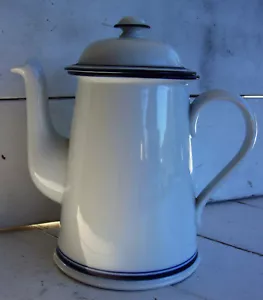 Vintage Dansk Bistro Porcelain Coffee Pot w/ Lid~5-Cup~White & Blue~Portugal - Picture 1 of 7