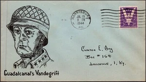 19 Jul 1944 WWII Patriotischer Brief Guadalcanal's Vandergrift Sherman 3162 - Bild 1 von 2