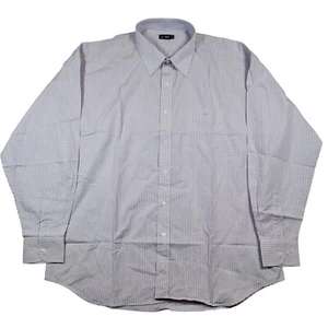 Armani Jeans Checkered Dress Shirt Men's Sz XXL 2XL Purple White Designer - Picture 1 of 10