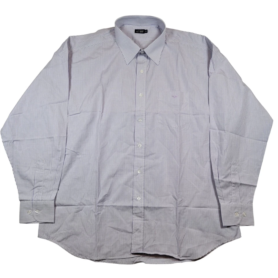 Camisa de vestir a cuadros Armani Jeans para hombre talla XXL 2XL púrpura blanco diseñador Foto 1 de 4