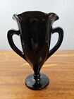 Vintage 5¾ In. L.E. Smith Ruffled Black 2 Handled Trophy Loving Cup Vase
