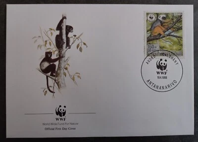 1988 Madagascar World Wildlife Fund FDC ties 150Fr Stamp cd Antananarivo - Изображение 1 из 2