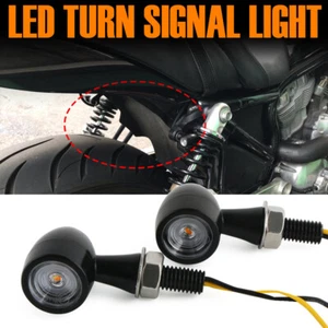 Pair Motorcycle Motorbike Turn Signal Light Indicators 8mm Lamp Amber Mini LED - Picture 1 of 18