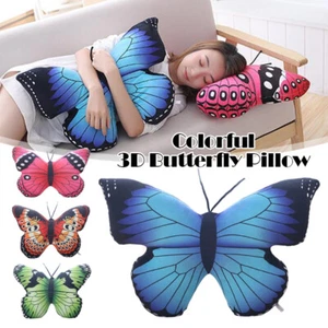 INS Colorful  Butterfly Pillow 3D Throw Pillows Print Accent Stuffed SofaCushion - Picture 1 of 16