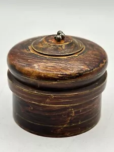 Wooden Indian Vintage Tika Ceremony Kum Kum Powder Box Hand Carved And Painted - Picture 1 of 19