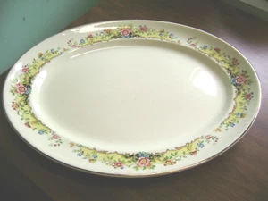 VINTAGE HOMER LAUGHLIN USA (L41N6) GORGEOUS FLORAL 13" LENTH  SERVING PLATTER - Picture 1 of 4