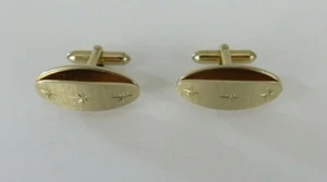 Vintage Men's Swank Long Raised Oval Three Star Gold Cufflinks - Picture 1 of 5