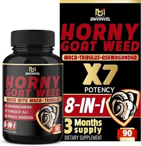 BMVINVOL Horny Goat Weed Capsules - Maca, Ginseng, Tribulus Terrestris, Ashwagan - Picture 1 of 8