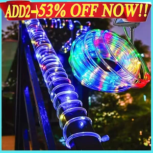 12M 100LED Solar Rope Tube String Fairy Lights Strip Waterproof Outdoor Garden- - Picture 1 of 11