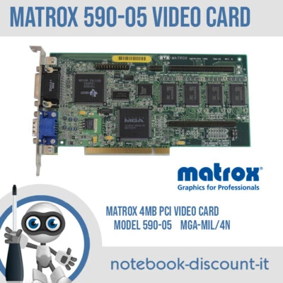 Matrox 590-05 Rev.B 4mb PCI Scheda Video MGA-MIL/4N Video Card CAT85046 TESTED - Immagine 1 di 3