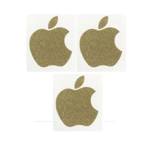 3x Apple logo Vinyl Decal Sticker iPhone iPad Laptop Light Gold Glitter - Afbeelding 1 van 6