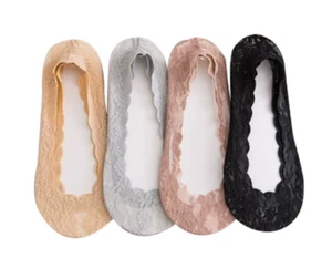 6 PAIRS LADY LACE SILICONE NON-SLIP INVISIBLE NO SHOW SOCK  SIZE 2 TO 8 - Picture 1 of 9