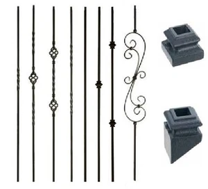 Iron Balusters Iron Spindles Metal Stair Parts Hollow Satin Black - Picture 1 of 11