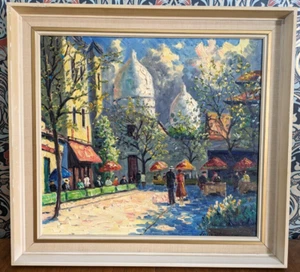 Arte de pintura al óleo de paisaje urbano impresionista danés del siglo XX Finn Wennerwald - Imagen 1 de 8