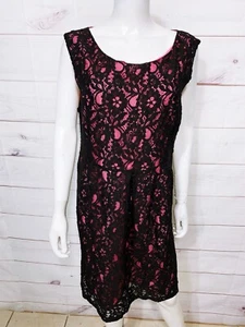 Torrid Damen Kleid Größe 18 Rosa & Schwarz Overlay Spitze Blumen Schlüsselloch Reißverschluss hinten - Bild 1 von 10
