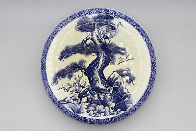 Large Blue And White Porcelain Plate Dish Imari Arita Japan Asian Antiques 1900s • 125$
