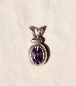 925 Sterling Silber lila Faux Amethyst Anhänger - Bild 1 von 2