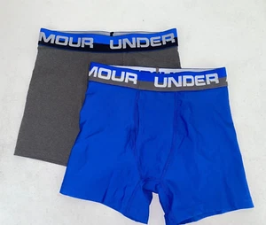 Under Armour Boys Big 2 Pack Performance Boxer Briefs Blue/Gray Size Medium - Picture 1 of 3
