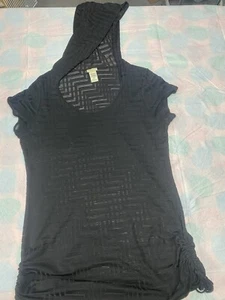 Dotti Black short sleeve hoodie cover-up - Picture 1 of 3