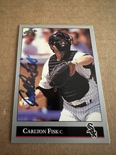Carlton Fisk Signed 1992 Leaf #303 Chicago White Sox MLB Baseball HOF Superstar