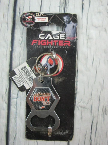 Cage Fighter UFC MMA Real Men Don't Tap Key Chain Bottle Opener CF Cover
