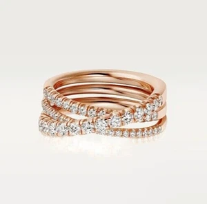 0.81CT Round LabGrown Diamond Prong Set Engagement 14K Rose Gold Ring For Her - Picture 1 of 5