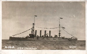 USS Frederick US Navy Battleship Antique RPPC ARA Postcard Dated 1918 - Picture 1 of 2