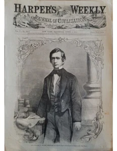 William H. Seward Secretario de Estado 1861 Harper's Weekly Civil War Bloque de madera - Imagen 1 de 3