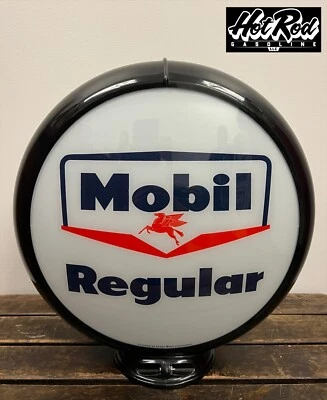 MOBIL REGULAR Reproduction 13.5" Gas Pump Globe - (Black Body) - Image 1 of 3