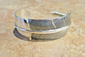 EXTRA SCHÖN!! Vintage Navajo Sterling Silber FEDER Design Armband - Bild 1 von 14