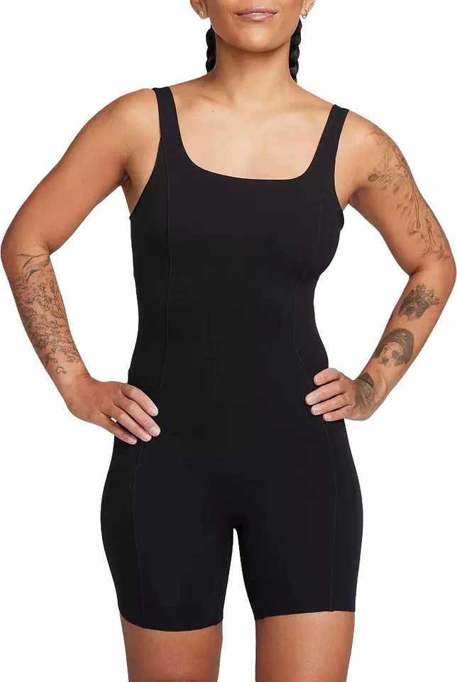 Nike Women's Zenvy Dri-FIT Short Bodysuit Black Size Large FN3031-010