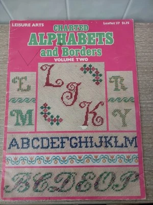 1975 Leisure Arts Charted Alphabets & Borders Cross Stitch Pattern Leaflet 57 - Image 1 of 3