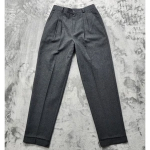 Pantalone Briggs vintage donna 12 grigio plissettato vita alta gambe affusolate tasche preppy - Foto 1 di 11