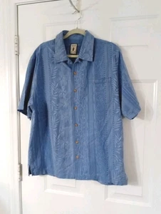 Jamaica Jaxx Men's Button Up Shirt XL 100% Silk Blue Hawaiian - Picture 1 of 6