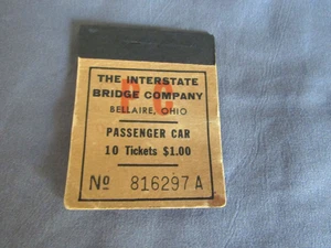 Folleto de boletos de automóvil de pasajeros Intersate Bridge Co, Bellaire, OH de colección - Imagen 1 de 4